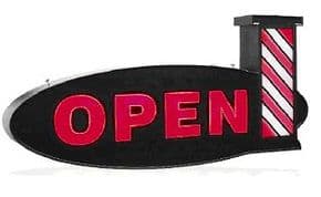Open Barbers + Pole Lightbox Sign