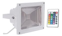 20W Colour Changing LED Flood Light with Wireless controller. Black or white finish.