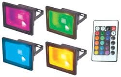 30W Colour Changing LED Flood Light with Wireless controller. Black or white finish.