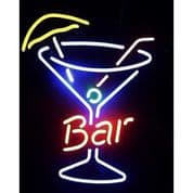 Bar with Cocktail Glass Neon Sign
