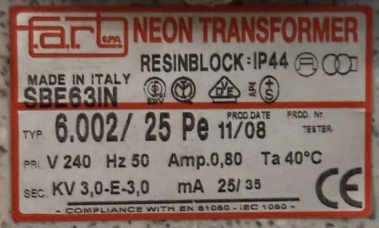 Fart Neon Transformer - 6002/25 P. e.