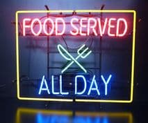 Food Served All Day Neon Sign