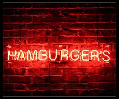 Hamburgers Red Neon Sign