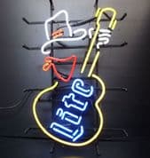 Miller Lite Cowboy Guitar Neon Sign