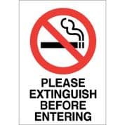 No Smoking safety sign - Please Extinguish 028