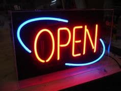 Open Neon Sign (Blue & Red)