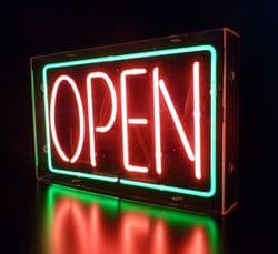 Open Neon Sign (Green & Red)