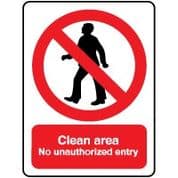 Prohibition safety sign - Clean Unauthorized 018