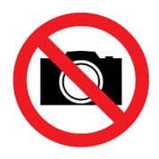Prohibition safety sign - No Cameras 190