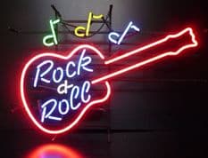 Rock and Roll Guitar Neon Sign