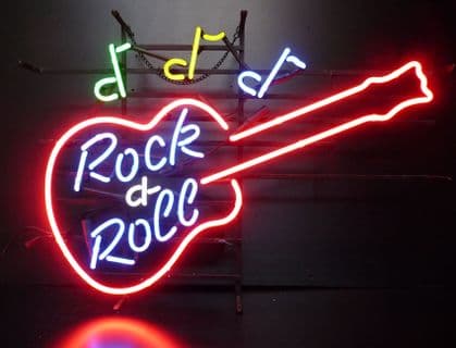 Rock and Roll Guitar Neon Sign