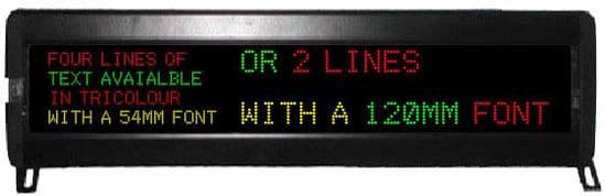 Tri Colour 4 lines / 2 lines Indoor LED Display in 5 different sizes 54 or 120mm character height