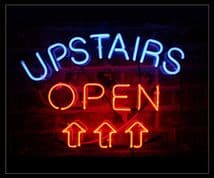 Upstairs Open Neon Sign 1