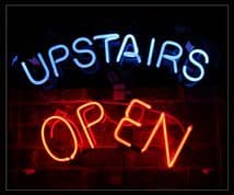 Upstairs Open Neon Sign