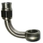 -3 AN Stainless Steel Banjo 90 deg Rise Teflon Hose End 219-03-J