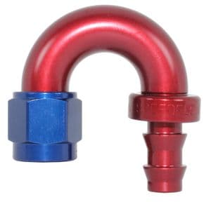 -6 AN 180 deg push on hose end #406-06