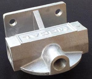 Mocal Remote Oil Filter Head, Right to Left, 3/4 UNF filter thread, 5/8 UNF temp sender  - 572-RFH1B