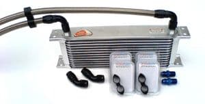 Transmission oil cooler kit with black hose ends - Speedflow