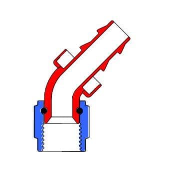 45 deg push on hose end
