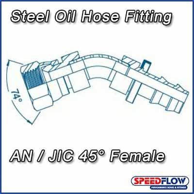 oil hose fitting AN JIC 45 deg 
