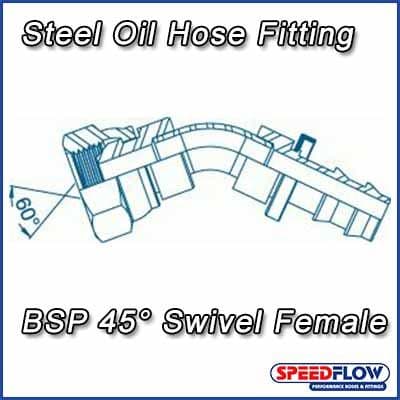 oil hose fitting BSP 45 deg female