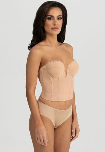 Low Back Bustier with a Deep Plunge Front