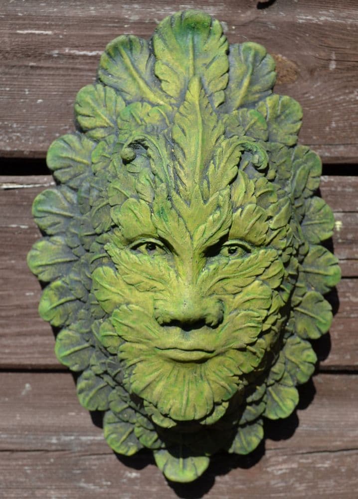 Feather green man decorative wall plaque