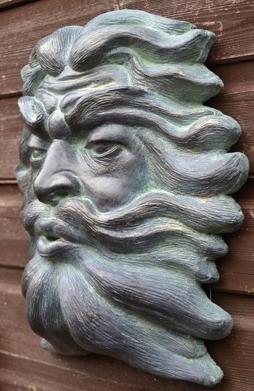 Large Green man wall plaque fountain mask "North Wind"