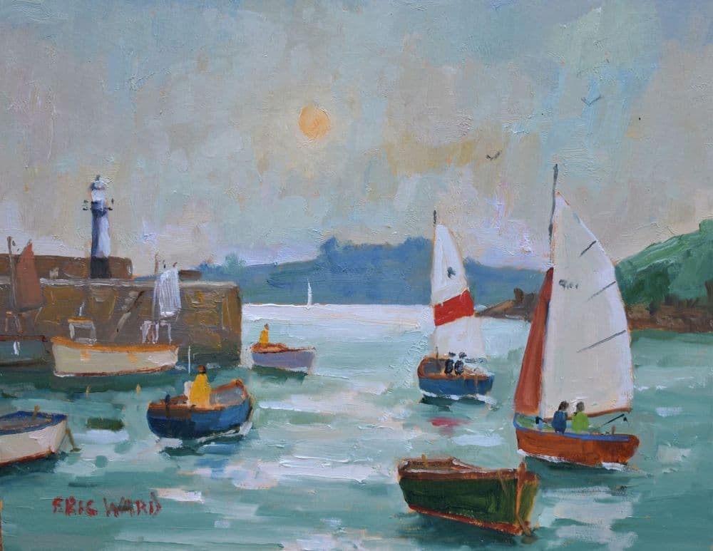 Eric Ward Original Oil Painting Morning Sun At St Ives Cornwall