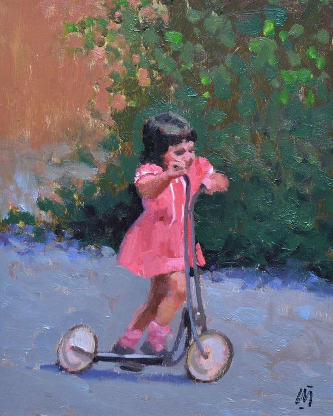 Nigel Mason Original Oil Painting Girl Playing