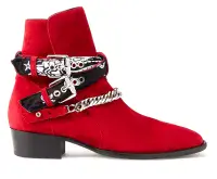 AMIRI Red Suede Chain Bandana Chelsea Jodhpur Boots UK7 EU41 US8 NEW AUTHENTIC
