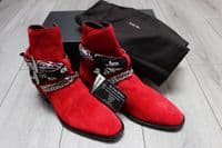 AMIRI Red Suede Chain Bandana Chelsea Jodhpur Boots UK7 EU41 US8 NEW AUTHENTIC