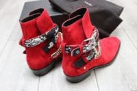 AMIRI Red Suede Chain Bandana Chelsea Jodhpur Boots UK7 EU41 US8 NEW AUTHENTIC