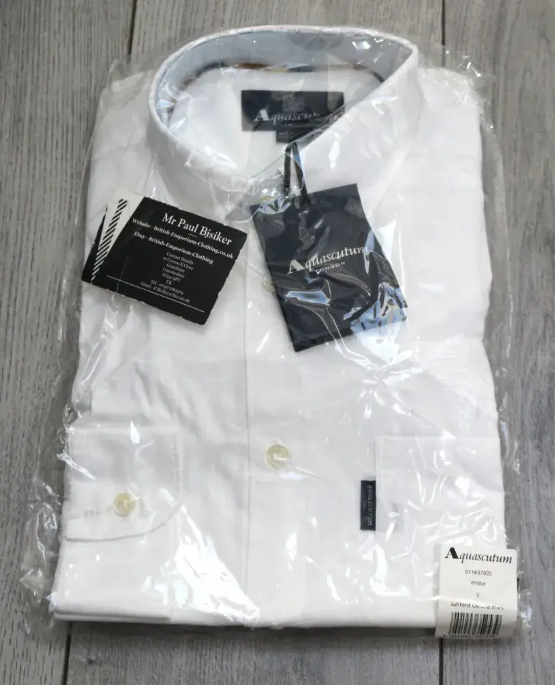 AQUASCUTUM Ashford White Long Sleeve Button Down Soft Woven Cotton Shirt SMALL