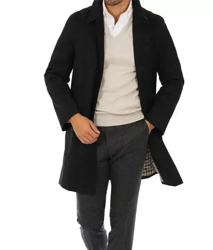 AQUASCUTUM Black Broadgate Trench Rain Coat Jacket