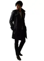 AQUASCUTUM Black DB Corby Trench Coat Made In UK