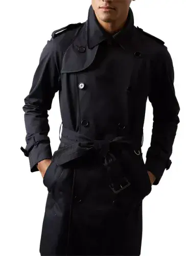 AQUASCUTUM Black DB Corby Trench Coat Made In UK