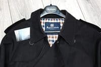 AQUASCUTUM Black DB CORBY Trench Rain Coat Made In UK