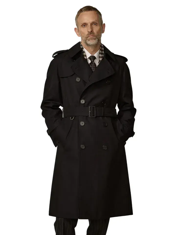 AQUASCUTUM Black KINGSGATE Trench Rain Coat Made In England