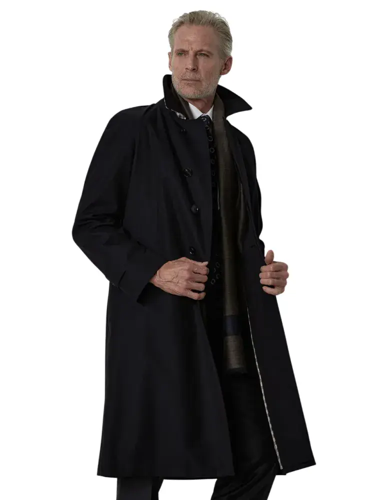 AQUASCUTUM Black NEW FILEY Rain Trench Coat Mac Made In UK