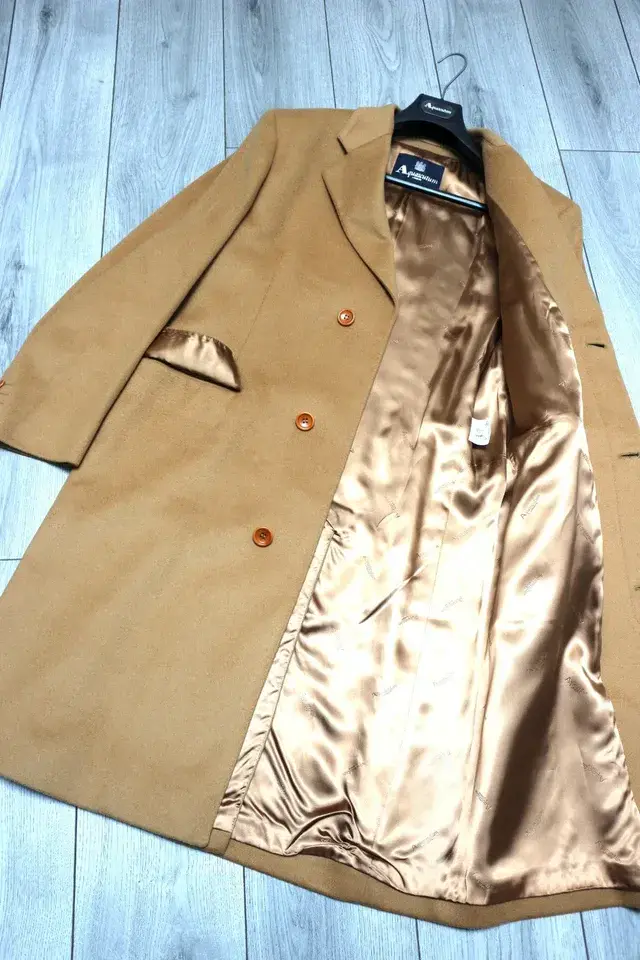 AQUASCUTUM Camel Dark Beige 100 Soft Flannel Wool Over Coat