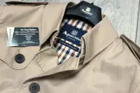 AQUASCUTUM Dark Beige Fairmount Cotton Blend Trench Rain Coat Mac Made In UK