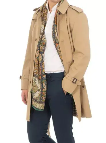 AQUASCUTUM Dark Beige Fairmount Cotton Blend Trench Rain Coat Mac Made In UK