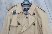 AQUASCUTUM Dark Beige KINGSGATE Trench Rain Coat Made In Italy UK42 XL