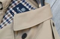 AQUASCUTUM Dark Beige KINGSGATE Trench Rain Coat Made In Italy UK42 XL