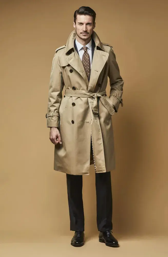 AQUASCUTUM Dark Beige KINGSGATE Trench Rain Coat Made In Italy UK42 XL