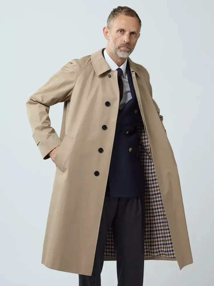 AQUASCUTUM Dark Beige NEW FILEY Rain Trench Coat Mac