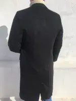 AQUASCUTUM Dark Charcoal Grey 100% Soft Flannel Wool Over Coat