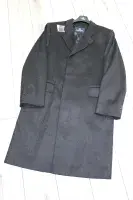 AQUASCUTUM Dark Charcoal Grey 100% Soft Flannel Wool Over Coat