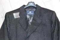 AQUASCUTUM Dark Charcoal Grey 100% Soft Flannel Wool Over Coat